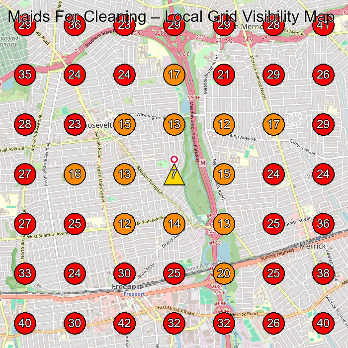 Maids For Cleaning GeoGrid visibility map for Commercial Cleaning Service in Freeport